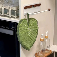 1 Pc Leaf Hand Towel Absorbent Kitchen Bathroom Hanging Soft Wash Hand Towel Set