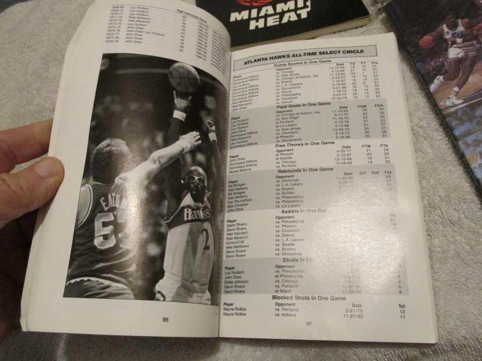 Vintage NBA Basketball Yearbook Media Guide Record Book Lot BULLS Heat HAWKS Jaz - Image 3 of 4
