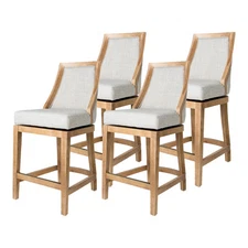 Maven Lane Vienna Counter Stool in Weathered Oak Finish, Sand, Set of 4 (Used)
