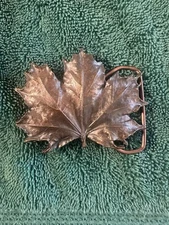 Vintage Bergamot Brass Works 1974 Maple Leaf Unisex Solid Bronze Belt Buckle