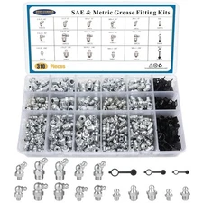 310PCS SAE & Metric Grease Nipple Assortment Kit, Hydraulic Grease Fittings Stan