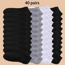 Unisex 20/10 Pairs of Solid Color Socks, Soft and Lightweight Ankle Socks, WO