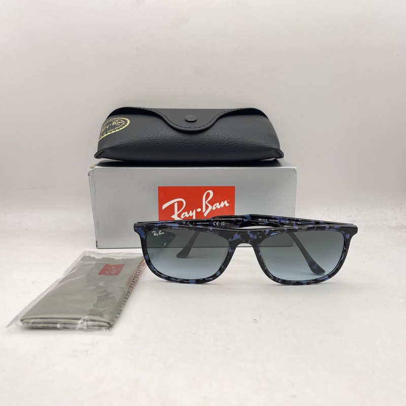 Ray Ban Unisex Thin Square Gradient Lens Sunglasses RB2216 Blue Tortoise
