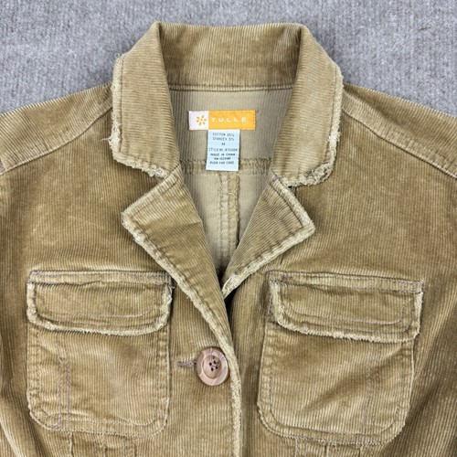 Tulle Anthropologie Corduroy Jacket Blazer Sz Medium Fringe Vintage Y2K Academia - Bild 14 von 18