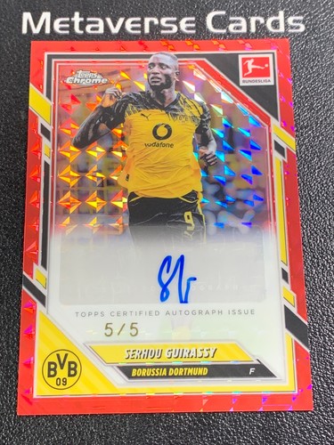 2025-26 Topps Chrome Bundesliga Serhou Guirassy Auto Red Geometric Refractor 5/5