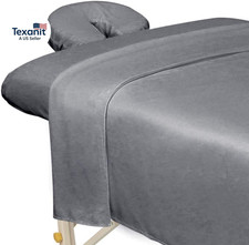 Premium Microfiber 3-Piece Massage Sheet Set, Cool Grey, Ultra-Light, Stain, and