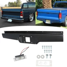 Black Rear Bumper Steel Roll Pan with License Light Screws Replacement for 19...
