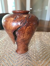 Alligator Juniper Burl Wood Decorative Vase Hand Turned Signed/Dated Art Piece