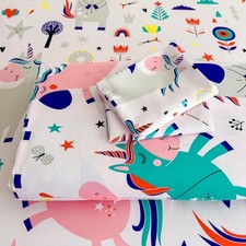 Unicorn Kids Full Size Bed Sheet, 4 Pieces Kids Rainbow Printed Microfiber De...