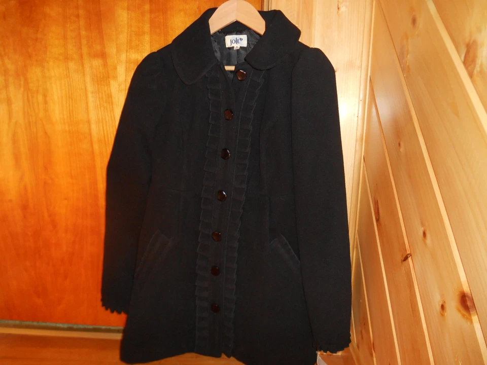 Jolt Brand Winter Jacket Coat Ruffle Trim BLACK Junior Size Medium NWT! - Image 2 of 4