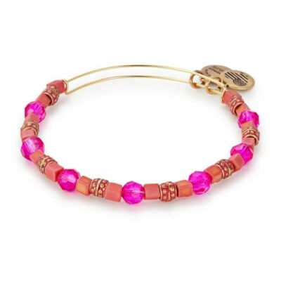  Alex and Ani Orange /Pink Beaded Expandable Wire Bangle  #551