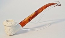 Churchwarden Standard Meerschaum Pipe - CALABASH LATTICE