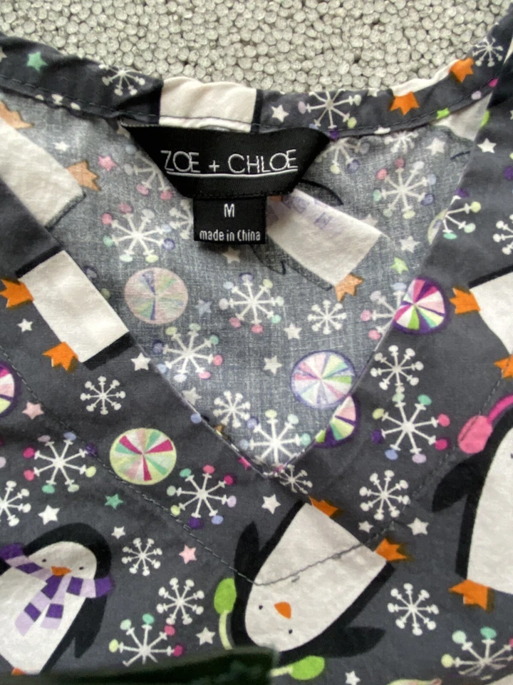 Scrubs Set Women’s M Disney Lion King Mickey Zoe Penguin Wink Black Pants Lot - Image 4 of 4