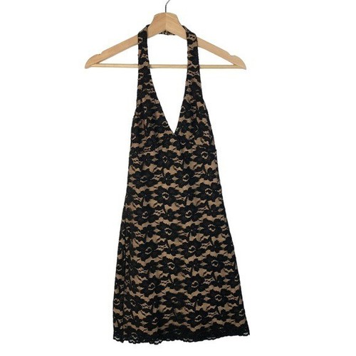 Class Act Uniforms Black Lace Halter Bodycon Mini Dress S - 第 3/6 張圖片