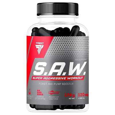 SAW - 120 Capsules - Pre-Workout Booster Energy Endurance Focus Muscle Growth