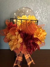 Lighted LED Fall Harvest Candle Centerpiece Tabletop Thanksgiving Home Art Decor