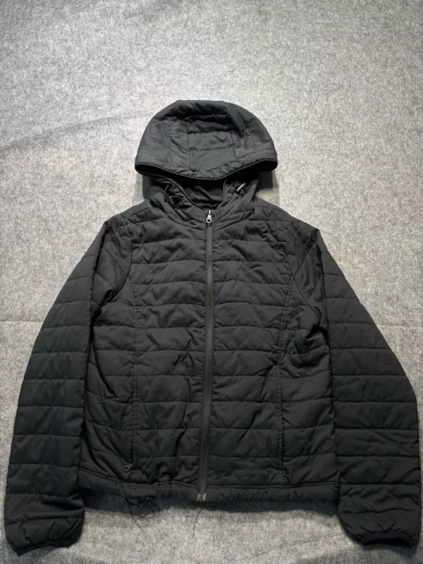 girlfriend-collective packable hooded puffer jacket