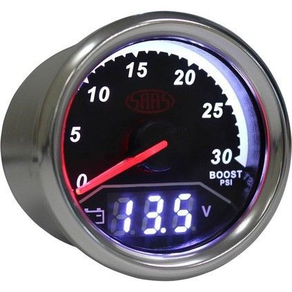 SAAS 2 IN 1 ANALOGUE BOOST 0-30PSI AND DIGITAL VOLT 8V-18V 52MM GAUGE - Picture 1 of 1