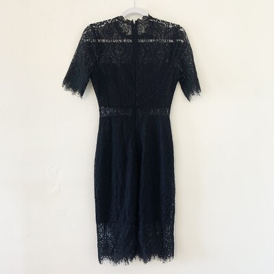 Lulus Remarkable Sheer Lace Short Sleeve Midi Dress in Black Size XS
