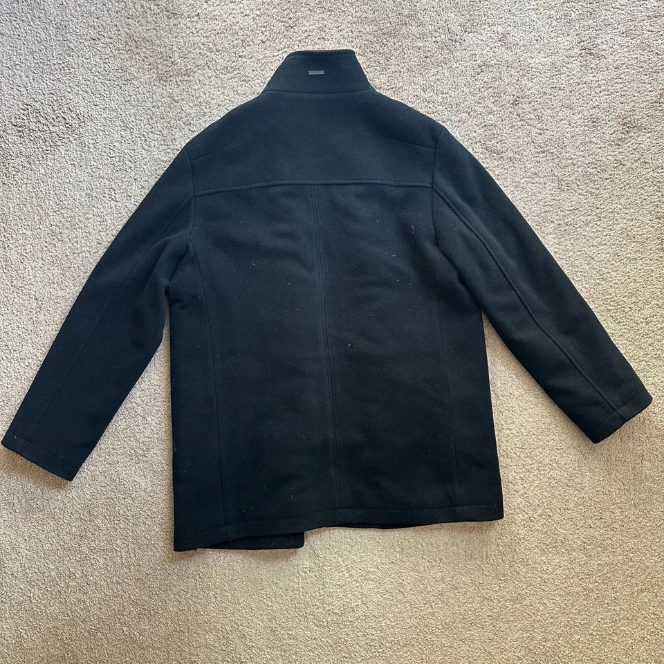 Calvin Klein Jacket Mens Large Wool Blend Full Zip Black Buttons Pockets - Image 2 of 4