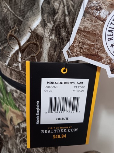 Mens RealTree Scent-Factor Pant Scent Control Water Repellent Hunting Camo 2XL - Picture 5 of 8