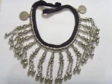 vintag Tajik tribal silver gypsy bells choker belly dance cultural jewelry 51731
