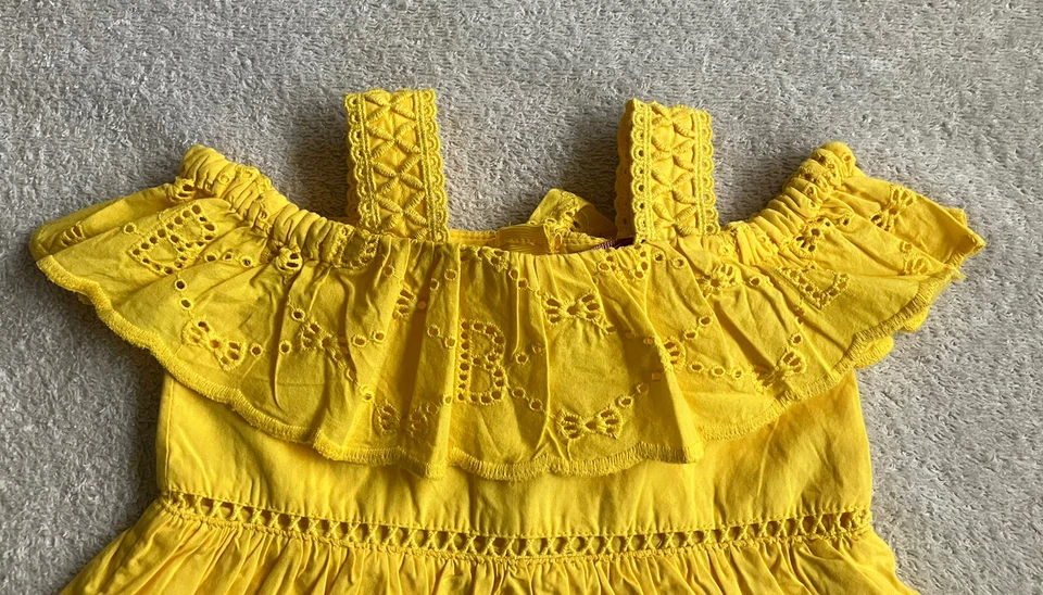 Ted Baker Baby Girl Yellow Mustard Dress Party Holiday Summer 0-3 Months - Image 4 of 4