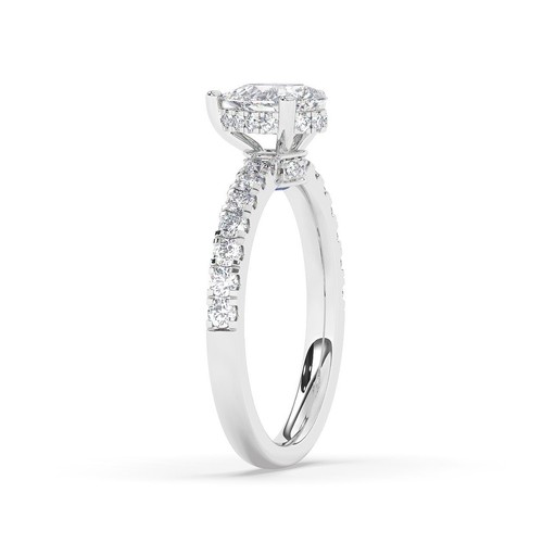 IGI,Solitaire Lab-Grown Hidden Halo Pear Diamond Engagement Ring, 950 Platinum - Picture 11 of 19