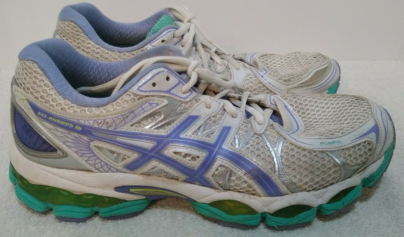 Asics Running Gel-Nimbus T485N Blanco Púrpura Verde 9 | eBay