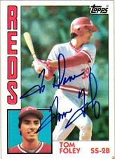 Tom Foley #632 Signed 1984 Topps MLB Baseball AUTO Card REDS