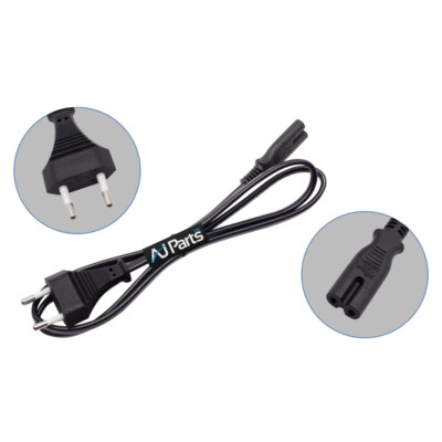 1 Meter - Kabel Euro Netzstecker auf 2 Zinken Figur 8 (C7) Netzkabel Leitung schwarz