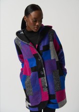 Joseph Ribkoff 233961 Geometric Hooded Coat Size Xs Rrp £335