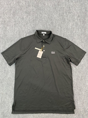 Peter Millar Polo Shirt Mens Large Black Summer Comfort Crown Sport Logo