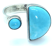 Designer Sterling Silver 925 Blue Labradorite Asymmetrical Semi Adjustable Ring