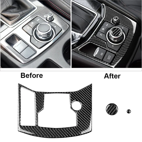 3Pcs Carbon Fiber Console Gear Shift Panel Cover Trim For Mazda CX-5 2017-2018 - Foto 6 di 12