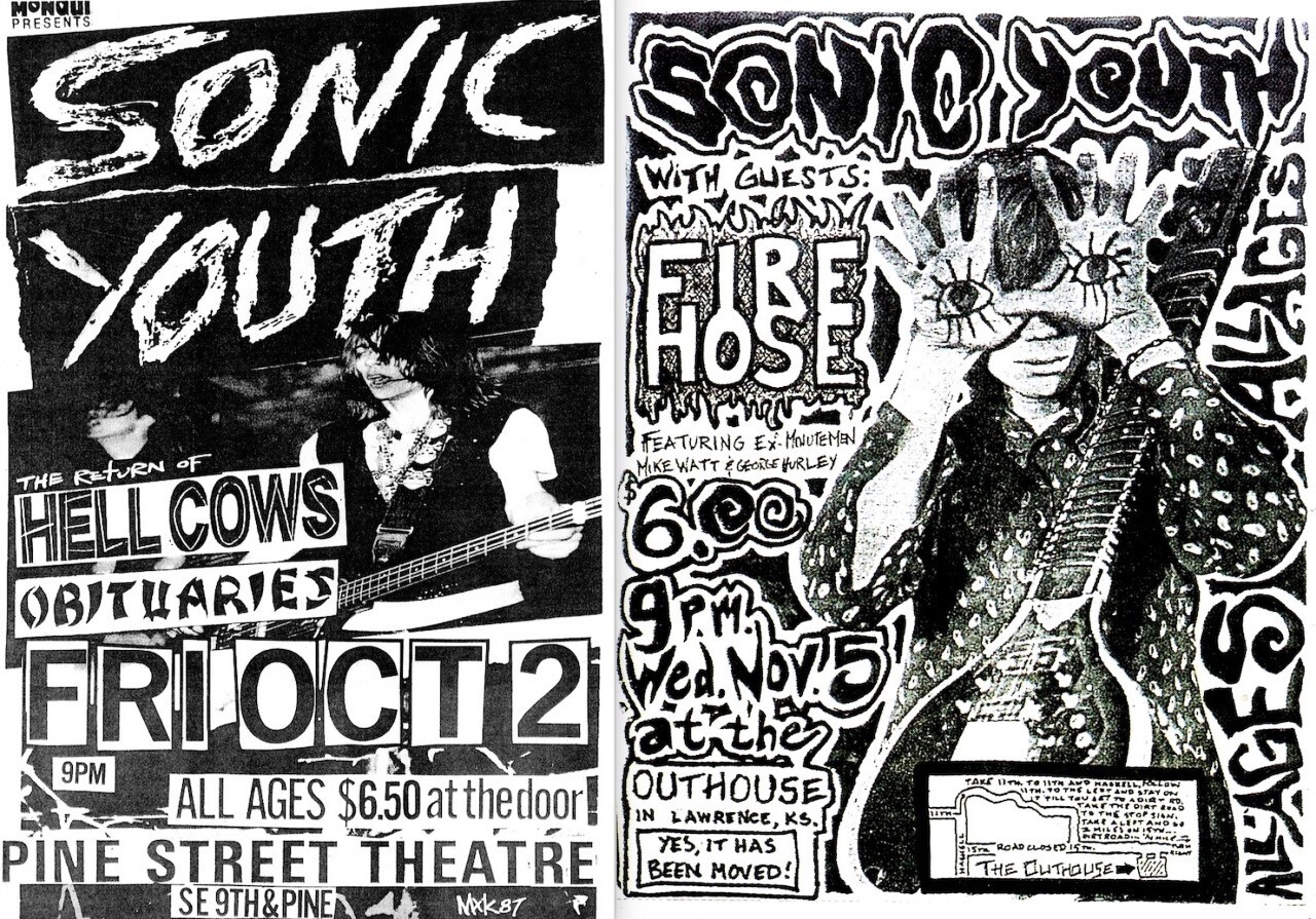 1981 SONIC YOUTH CONCERT POSTER WALL ART PRINT DOUBLE VENUE POSTER SIZE 11X17in