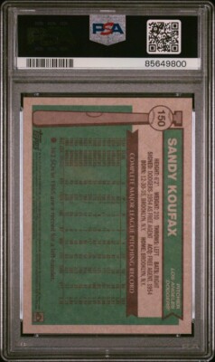 2015 Topps Archives Baseball Sandy Koufax Card #150 PSA NM-MT +8.5