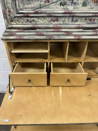 Vintage Faux Bamboo Painted Secretary with Organizer and Storage - Picture 6 of 12