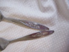 Vintage Oneidacraft Baby Fork  Spoon Deluxe Stainless Steel Lasting Rose 4 1/4"