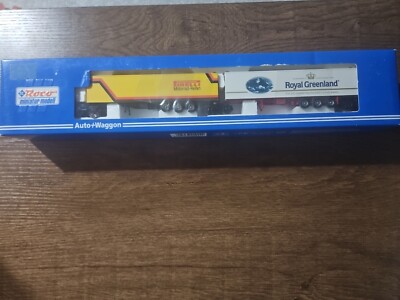 Roco miniatur modell 1924 Doppeltragwagen Kombirail Pirelli+Greenland