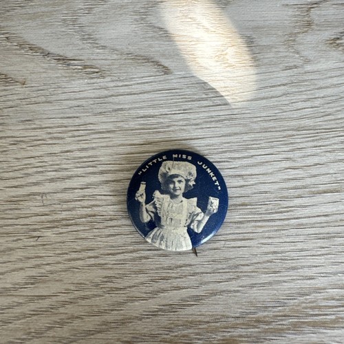 Pulsante spilla vintage LITTLE MISS JUNKET anni '30 diametro 1" - Foto 2 di 4