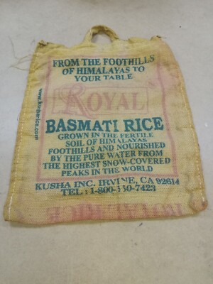 Burlap EMPTY Sack with Zipper Handle Royal Basmati Rice 13 x 15 FAST SHIPPING