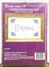 Vintage Vogart Candlewicking Kit Welcome with Wood Frame 2015I NEW