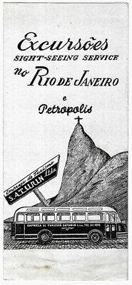 Vintage Saturin Coach Bus Tours Rio De Janeiro Brazil Travel Excursions 1950s