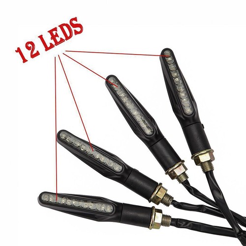 4X Motorcycle 12LED Turn Signal Indicators Motorbike Flowing Water Light Amber - Picture 9 of 14