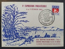 Carte premier jour 1965 timbre Armoiries Paris Oblitéré La Seyne-sur-Mer N°1354B