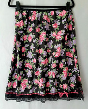 Vtg CARESS Half Slip Purple Floral Pink Roses Lace Ribbon Feminine Pinup sz L