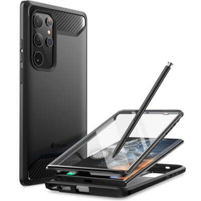 Handyhülle für Galaxy S22 Ultra 5G Supcase Case Cover Futeral Tasche Schwarz