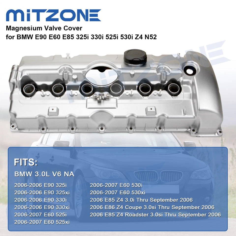 Cubierta de válvula de magnesio para BMW E90 E60 E85 325i 330i 525i 530i Z4 2006 2007 N52🚗 Foto 3 de 4