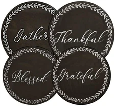 Range Kleen Chalkboard Style Electric STOVE Top BURNER COVERS GRATITUDES NEW